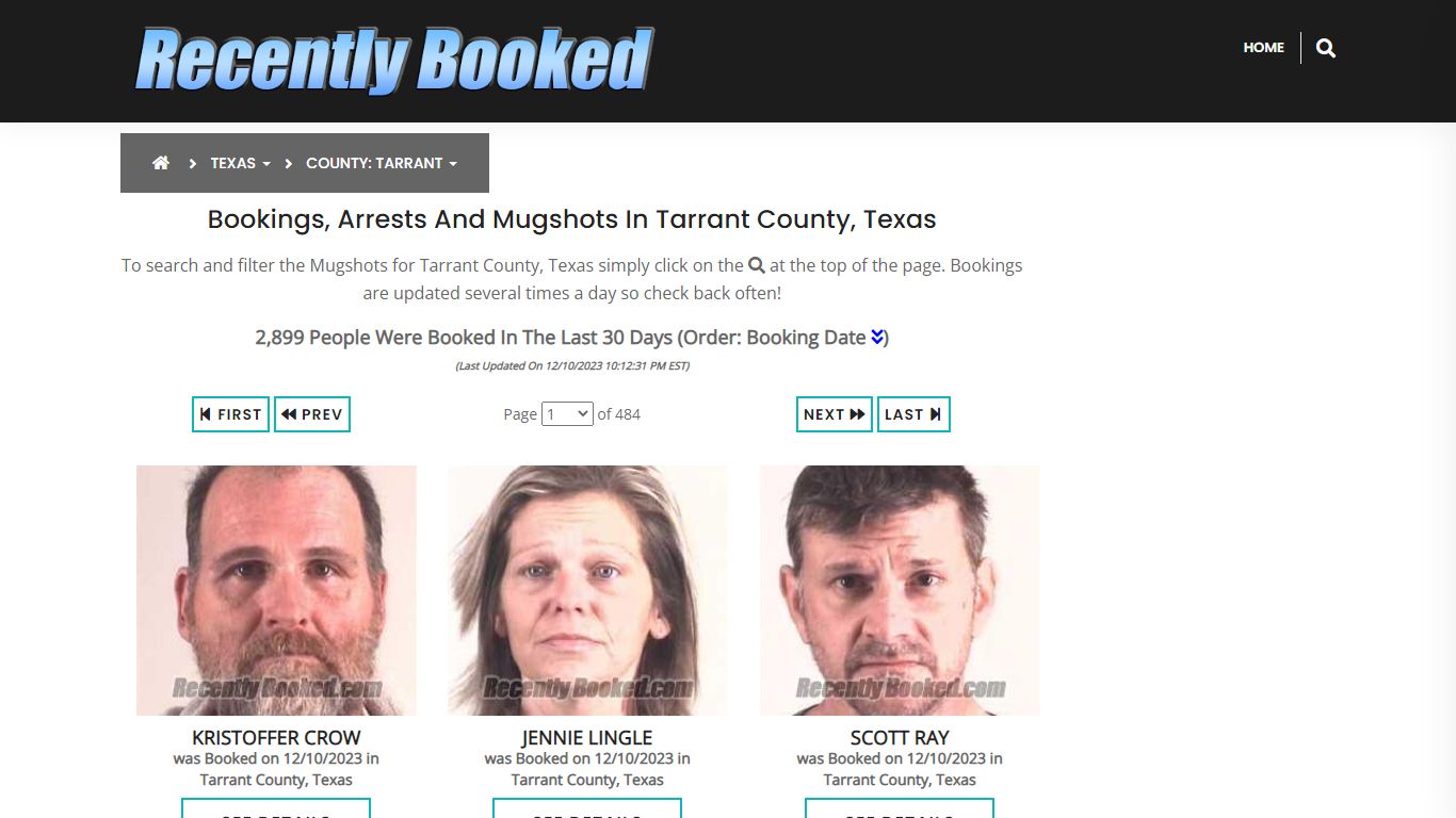 Recent bookings, Arrests, Mugshots in Tarrant County, Texas